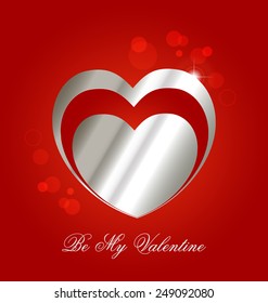 ValentineÃ?Â´s day celebration background with stylized metallic hearts