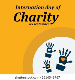 Day of charity.art and illustrator .hands.heart.element .poster.vector design.International .5 September  