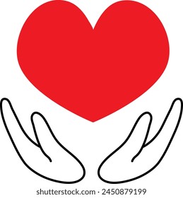 Day of  Charity logo, hands supporting heart icon flat design event  vector illustration