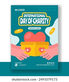 Day of Charity Vertical Poster Flat Cartoon Hand Drawn Templates Background Illustration