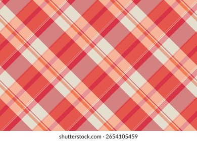 Tag-Check-Muster Textil, Wiederbelebung Stoff Hintergrund kariert. Inhaltsvektor nahtlose Textur Tartan in rot und orange Farben Palette.