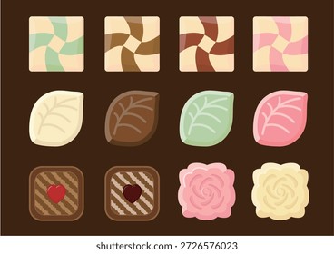 Conjunto de ilustración de chocolate del día de San Valentín