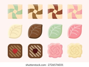 Conjunto de ilustración de chocolate del día de San Valentín