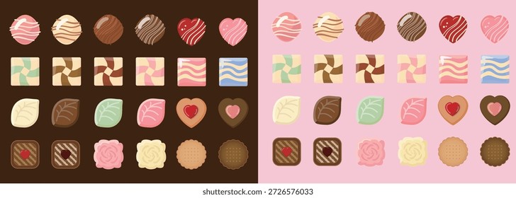 Conjunto de ilustración de chocolate del día de San Valentín