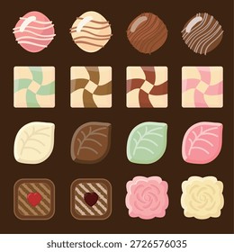 Conjunto de ilustración de chocolate del día de San Valentín