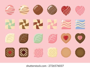 Conjunto de ilustración de chocolate del día de San Valentín