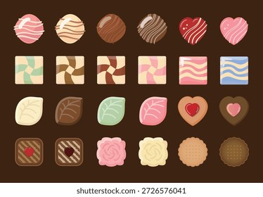 Conjunto de ilustración de chocolate del día de San Valentín
