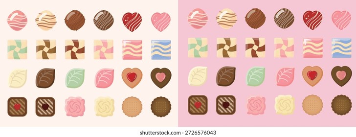 Conjunto de ilustración de chocolate del día de San Valentín