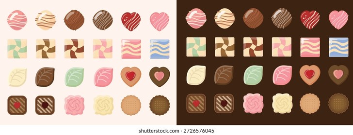 Conjunto de ilustración de chocolate del día de San Valentín