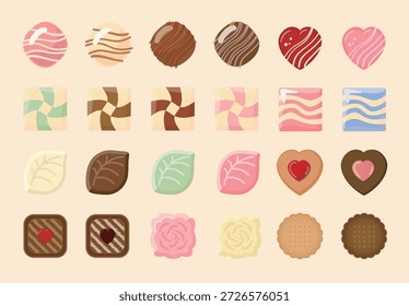 Conjunto de ilustración de chocolate del día de San Valentín