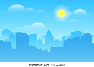 In the day the cityscape. Architectural silhouette vector background. Vector background