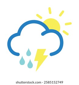 Day cloud lightning icon light color