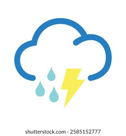 Day cloud rain lightning icon