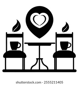 Valentine’s Day Coffee Shop Silhouette Art.