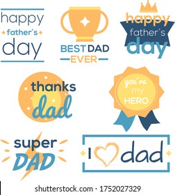 Father´s Day collection. Happy Father´s Day, Love Dad. Vectorial Illustration. Stickers vector.