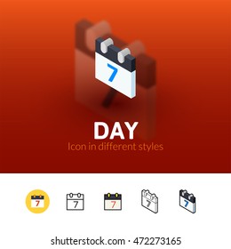 Day color icon, vector symbol in flat, outline and isometric style isolated on blur background