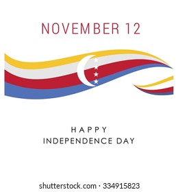 The Day of Comoros, Vector Comorian Independence Day Celebrating 12th November. Celebration Card. flag lines Creative wallpaper background Illustration