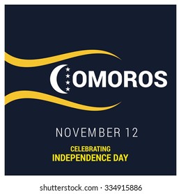 The Day of Comoros, Vector Comorian Independence Day Celebrating 12th November. Celebration Card. wallpaper background Illustration