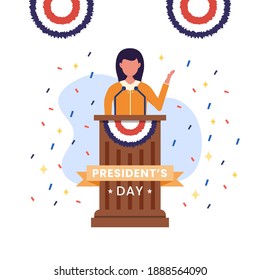 President’s Day concept vector Illustration idea for landing page template, United States of america government democracy. Political speech campaign. Parliament voting. Flat Styles