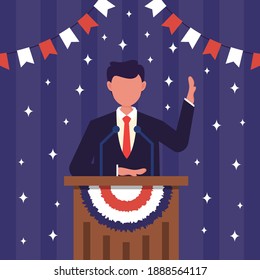 President’s Day concept vector Illustration idea for landing page template, United States of america government democracy. Political speech campaign. Parliament voting. Flat Styles