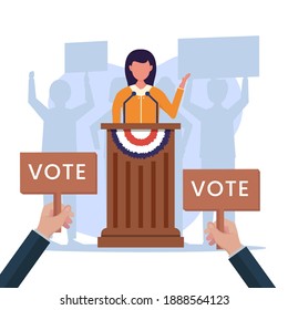 President’s Day concept vector Illustration idea for landing page template, United States of america government democracy. Political speech campaign. Parliament voting. Flat Styles