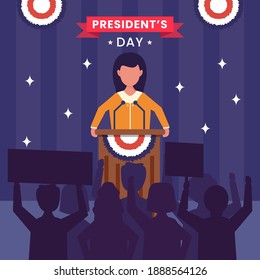 President’s Day concept vector Illustration idea for landing page template, United States of america government democracy. Political speech campaign. Parliament voting. Flat Styles