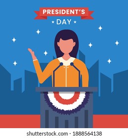 President’s Day concept vector Illustration idea for landing page template, United States of america government democracy. Political speech campaign. Parliament voting. Flat Styles