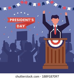 President’s Day concept vector Illustration idea for landing page template, United States of america government democracy. Political speech campaign. Parliament voting. Flat Styles