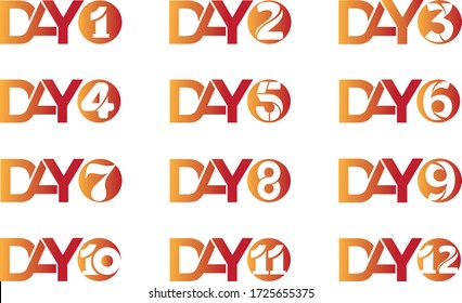 Creative initial Day Count logo 1 to 12 Number linked logo design template suitable for company logo, print, digital, apps, and other marketing material purpose
