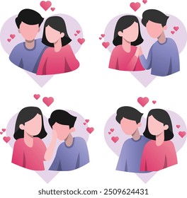 Pareja de San Valentín: Ilustración de amor de diseño plano