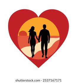 Valentine’s Day Couple Silhouette On A White Background 