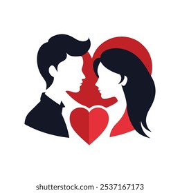 Valentine’s Day Couple Silhouette On A White Background 