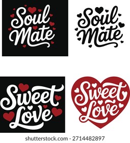 Dia dos Namorados Casal T-Shirt Bundle - Amor bonito, coração e desenhos de tipografia romântica