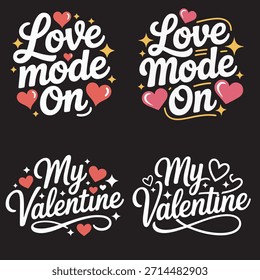 Valentine’s Day Couple T-Shirt Bundle – Cute Love, Heart, and Romantic Typography Designs