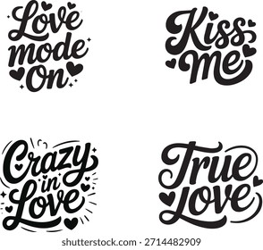 Paquete de la camiseta de la pareja del día de San Valentín – Amor lindo, corazón, y Diseños románticos de la tipografía