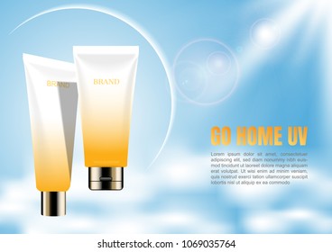 Day cream with shining sun light and cloud. Summer theme