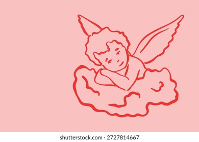 Valentinstag-Cupiden und Engel, Vektorgrafik, Liebes- und Romantikbanner-Design