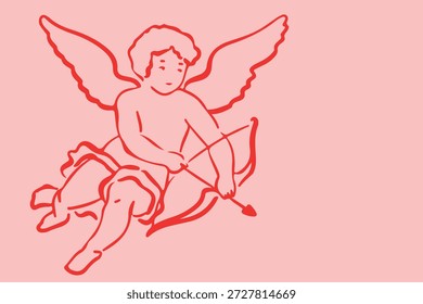Valentinstag-Cupiden und Engel, Vektorgrafik, Liebes- und Romantikbanner-Design