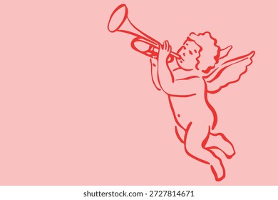 Valentinstag-Cupiden und Engel, Vektorgrafik, Liebes- und Romantikbanner-Design