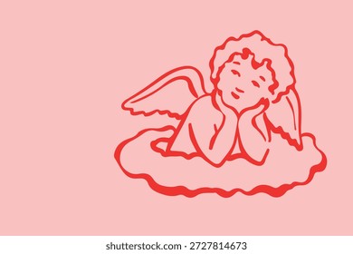 Valentinstag-Cupiden und Engel, Vektorgrafik, Liebes- und Romantikbanner-Design