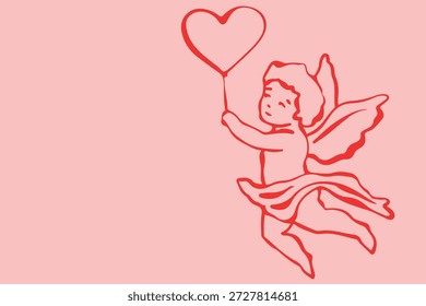 Valentinstag-Cupiden und Engel, Vektorgrafik, Liebes- und Romantikbanner-Design