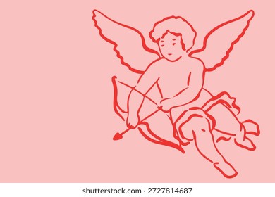 Valentinstag-Cupiden und Engel, Vektorgrafik, Liebes- und Romantikbanner-Design