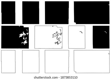 Day, Davison, Hutchinson, Hand, Hanson and Harding County, State of South Dakota (U.S. county, United States of America, USA, U.S., US) map vector illustration, scribble sketch map