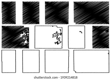 Day, Davison, Hutchinson, Hand, Hanson and Harding County, State of South Dakota (U.S. county, United States of America) map vector illustration, scribble sketch map