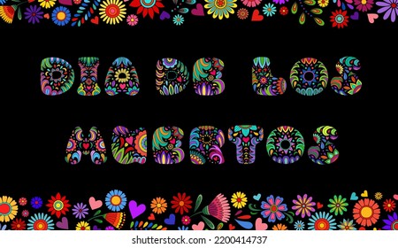 Day of the Dead banner. Dia de los muertos border. Day of the dead and  mexican Halloween background. Mexican tradition  festival. Day of the dead sugar skull isolated. Dia de los Muertos text, font.