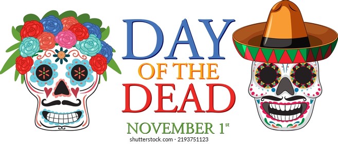 Day of the dead banner  illustration