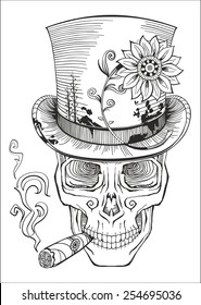 day of the dead, baron samedi drawing, vector