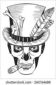 day of the dead, baron samedi drawing, vector