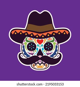 Day of the dead, beautiful flower skull head