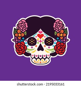 Day of the dead, beautiful flower skull head